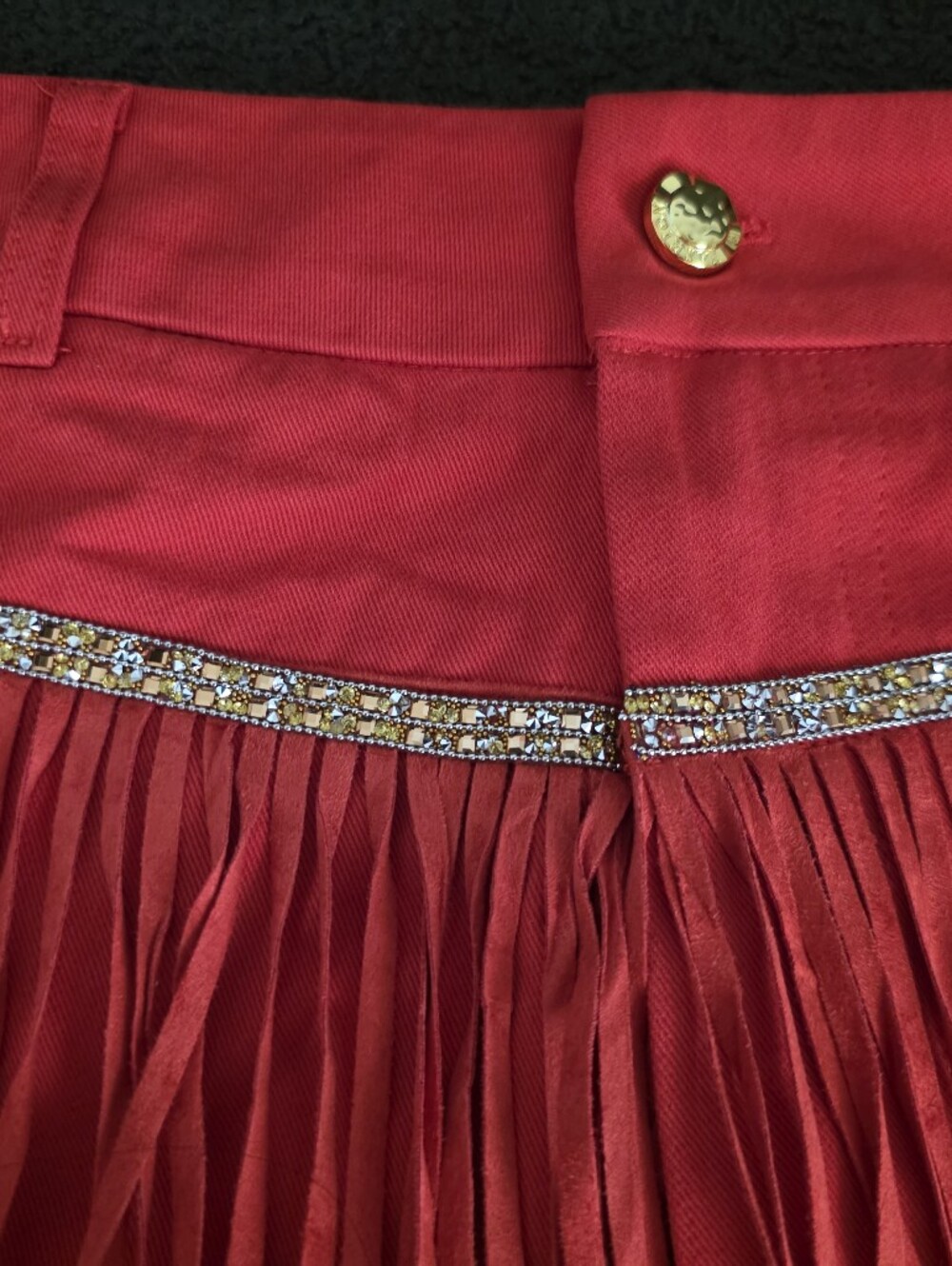 Red Fringe Shorts With Tassels - Picture 3 of 8